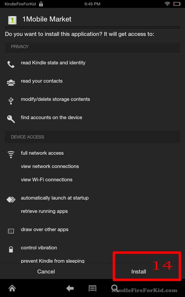 Kindle Android app Permissions