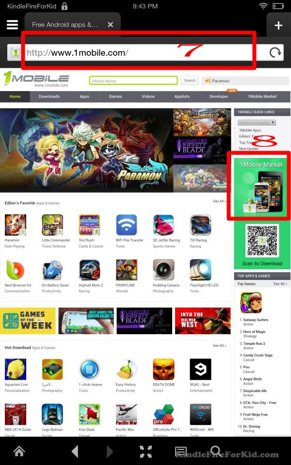 sideload android apps Kindle Fire, Kindle Fire HD and Kindle Fire HDX: 1mobile app website