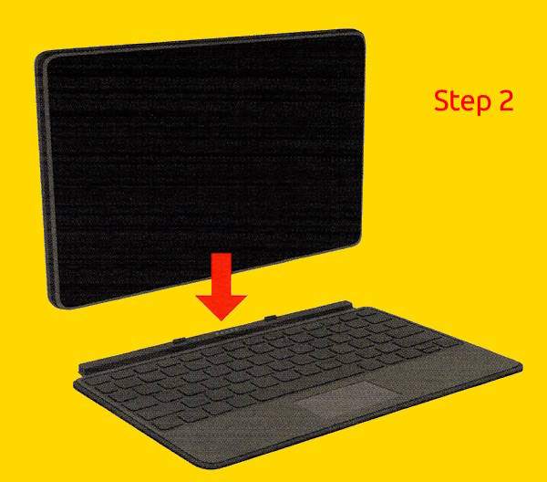 attach the Amazon Fire Max 11 keyboard case to the tablet: step 2 attach the keyboard
